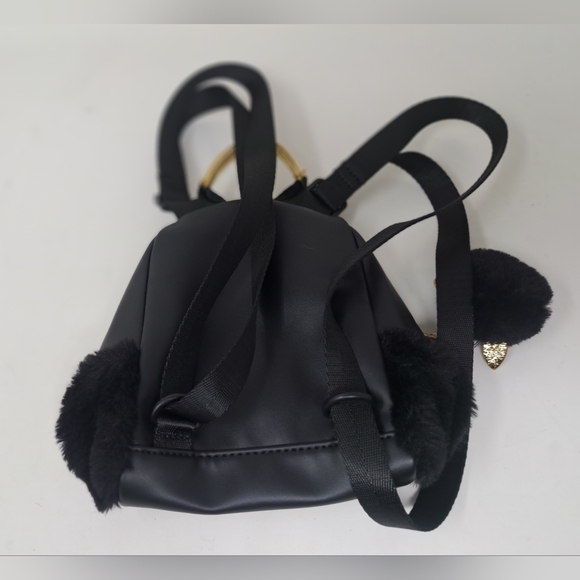 NWOT Kendall & Kylie Mini Backpack Black Faux Fur Faux Leather - Picture 2 of 6